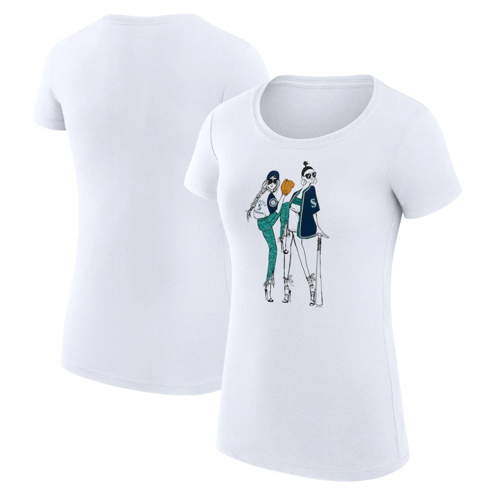 Seattle Mariners G-III 4Her by Carl Banks Women's Super-Slim Fit Lightweight Baseball Girls T-Shirt White