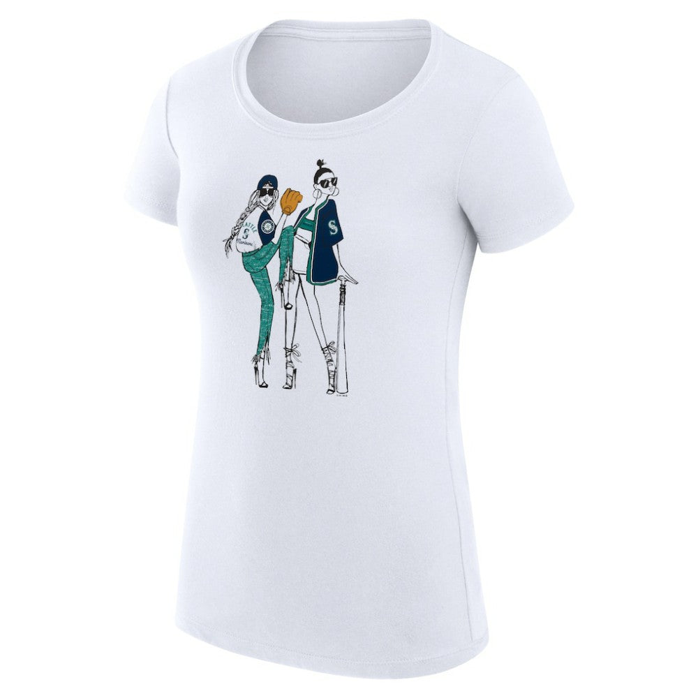 Seattle Mariners G-III 4Her by Carl Banks Women's Super-Slim Fit Lightweight Baseball Girls T-Shirt White