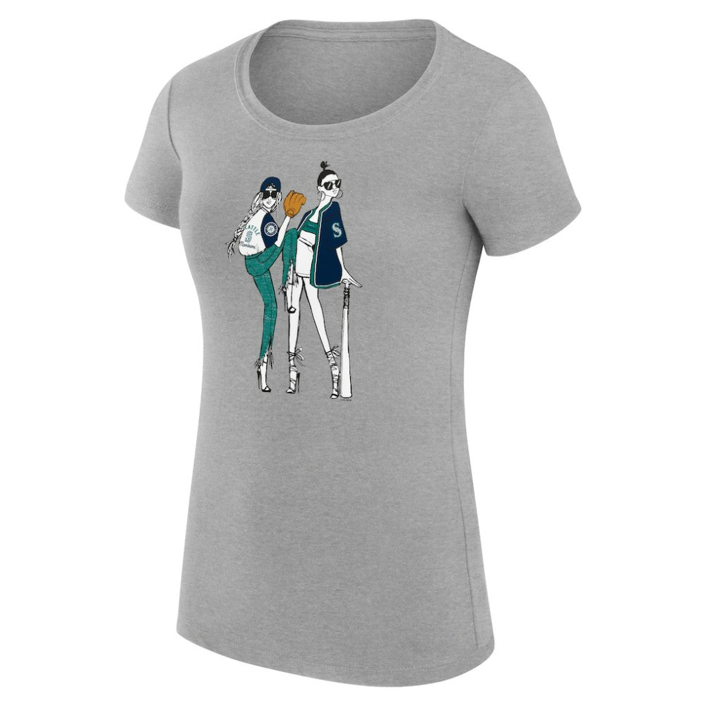 Seattle Mariners G-III 4Her by Carl Banks Women's Super-Slim Fit Lightweight Baseball Girls T-Shirt Heather Gray