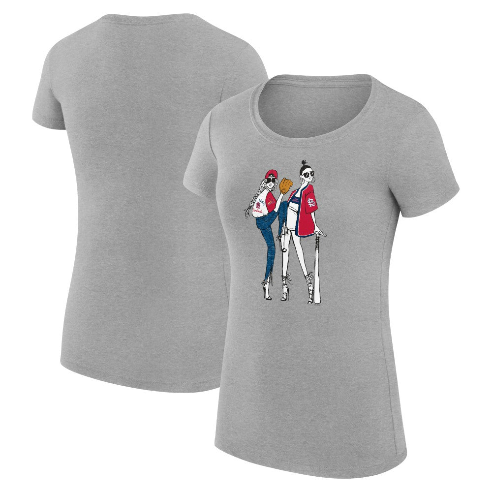 St. Louis Cardinals G-III 4Her by Carl Banks Women's Super-Slim Fit Lightweight Baseball Girls T-Shirt Heather Gray