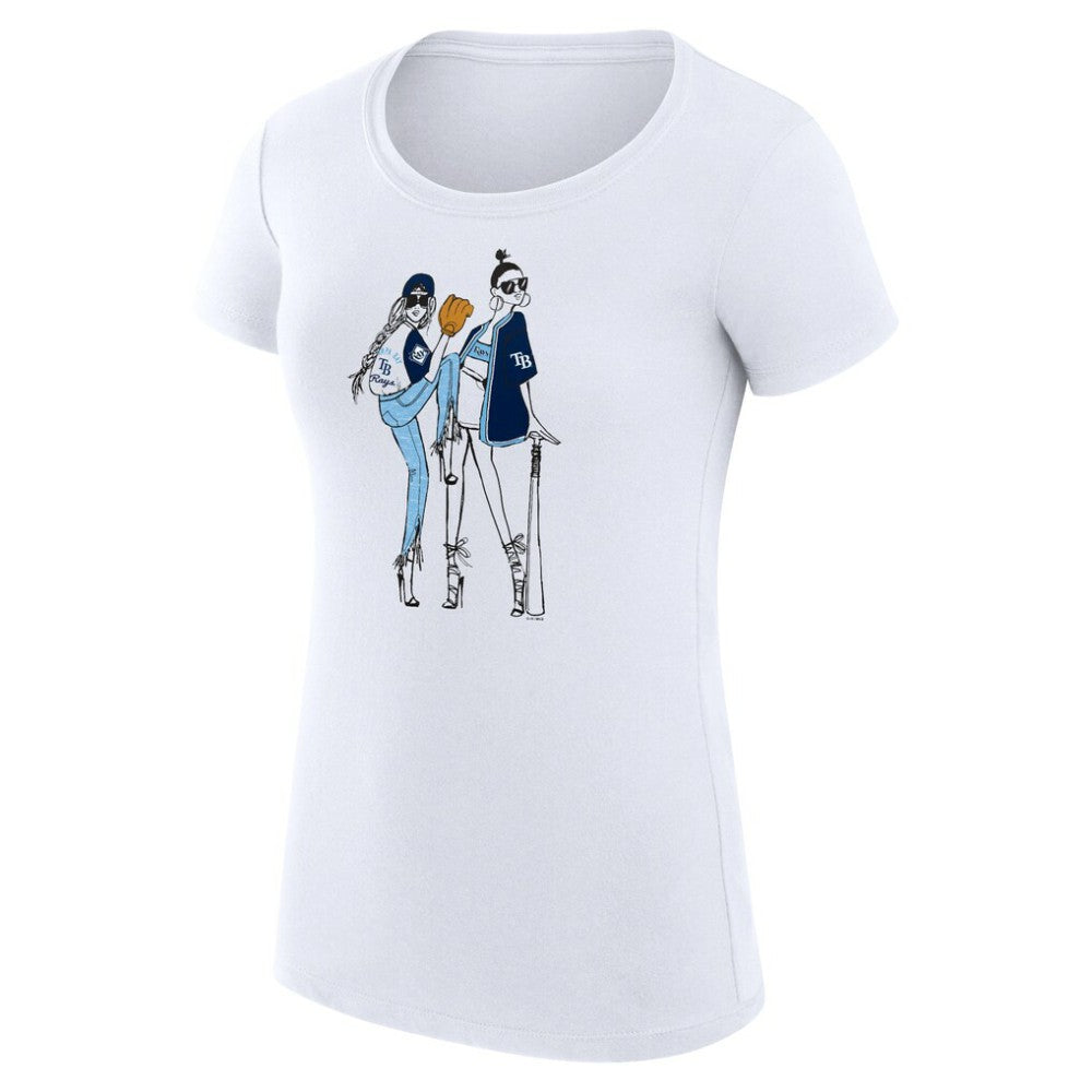 Tampa Bay Rays G-III 4Her by Carl Banks Women's Super-Slim Fit Lightweight Baseball Girls T-Shirt White