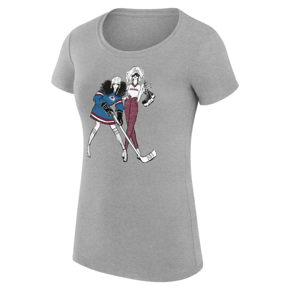 Colorado Avalanche G-III 4Her by Carl Banks Women's Super-Slim Fit Lightweight Hockey Girls T-Shirt Heather Gray