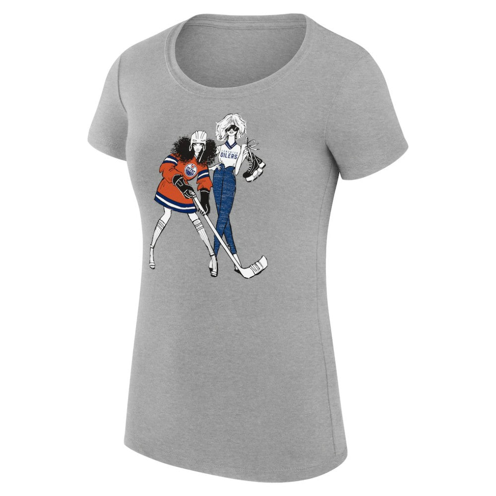 Edmonton Oilers G-III 4Her by Carl Banks Women's Super-Slim Fit Lightweight Hockey Girls T-Shirt Heather Gray