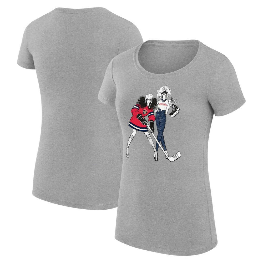 Florida Panthers G-III 4Her by Carl Banks Women's Super-Slim Fit Lightweight Hockey Girls T-Shirt Heather Gray