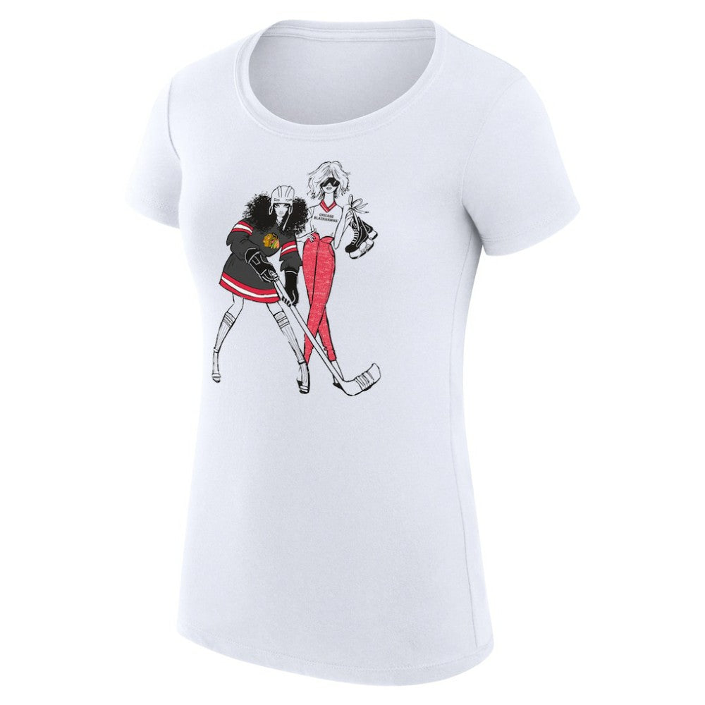 Chicago Blackhawks G-III 4Her by Carl Banks Women's Super-Slim Fit Lightweight Hockey Girls T-Shirt White