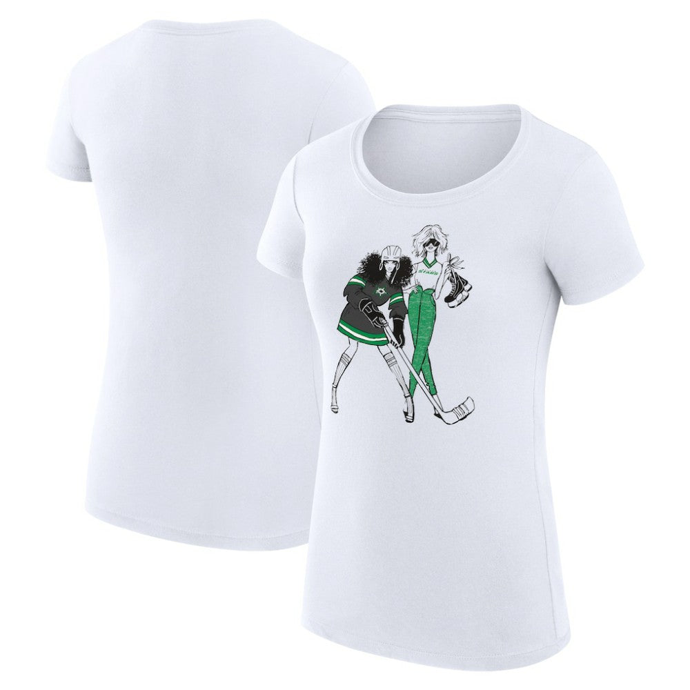 Dallas Stars G-III 4Her by Carl Banks Women's Super-Slim Fit Lightweight Hockey Girls T-Shirt White