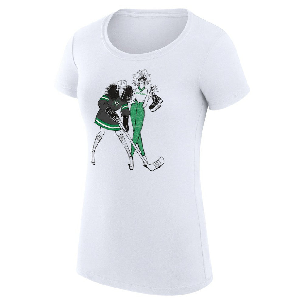 Dallas Stars G-III 4Her by Carl Banks Women's Super-Slim Fit Lightweight Hockey Girls T-Shirt White