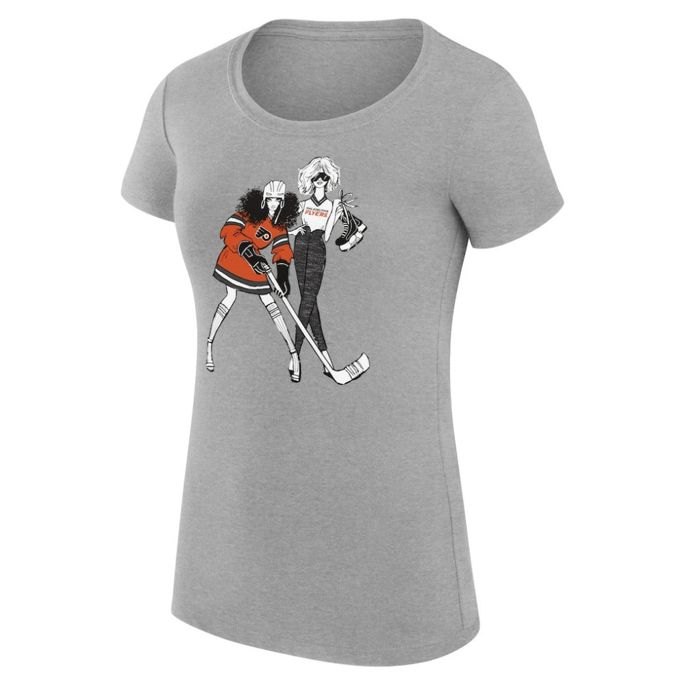 Philadelphia Flyers G-III 4Her by Carl Banks Women's Super-Slim Fit Lightweight Hockey Girls T-Shirt Heather Gray
