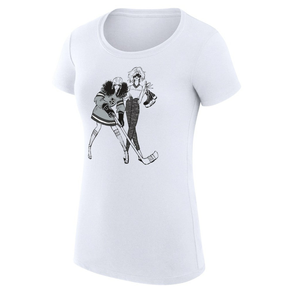 Los Angeles Kings G-III 4Her by Carl Banks Women's Super-Slim Fit Lightweight Hockey Girls T-Shirt White