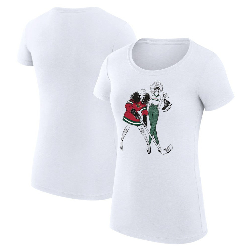 Minnesota Wild G-III 4Her by Carl Banks Women's Super-Slim Fit Lightweight Hockey Girls T-Shirt White