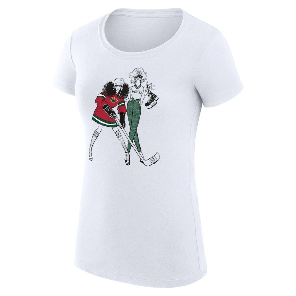 Minnesota Wild G-III 4Her by Carl Banks Women's Super-Slim Fit Lightweight Hockey Girls T-Shirt White