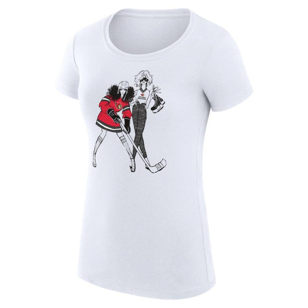 Ottawa Senators G-III 4Her by Carl Banks Women's Super-Slim Fit Lightweight Hockey Girls T-Shirt White