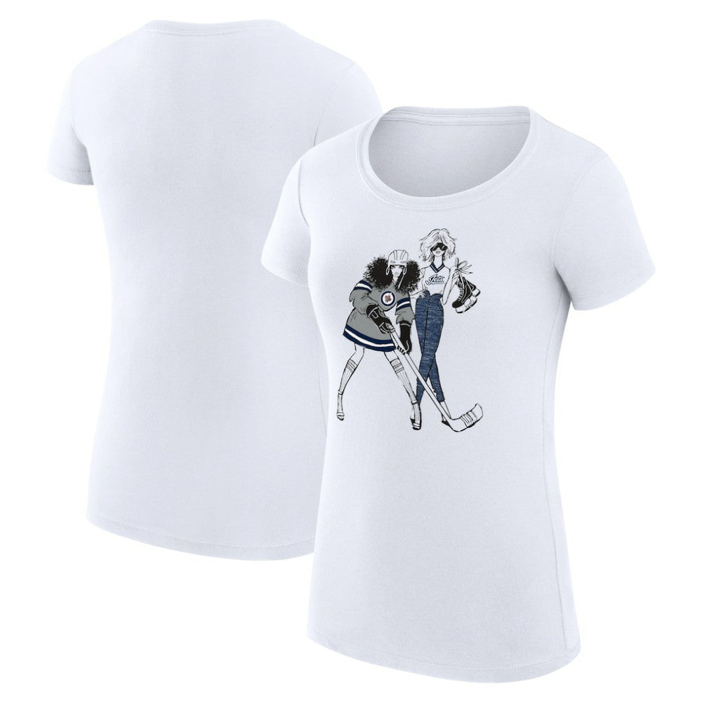 Winnipeg Jets G-III 4Her by Carl Banks Women's Super-Slim Fit Lightweight Hockey Girls T-Shirt White