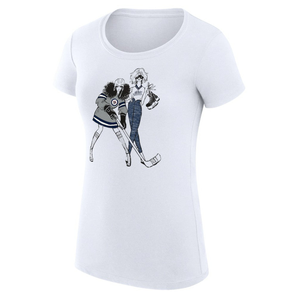 Winnipeg Jets G-III 4Her by Carl Banks Women's Super-Slim Fit Lightweight Hockey Girls T-Shirt White