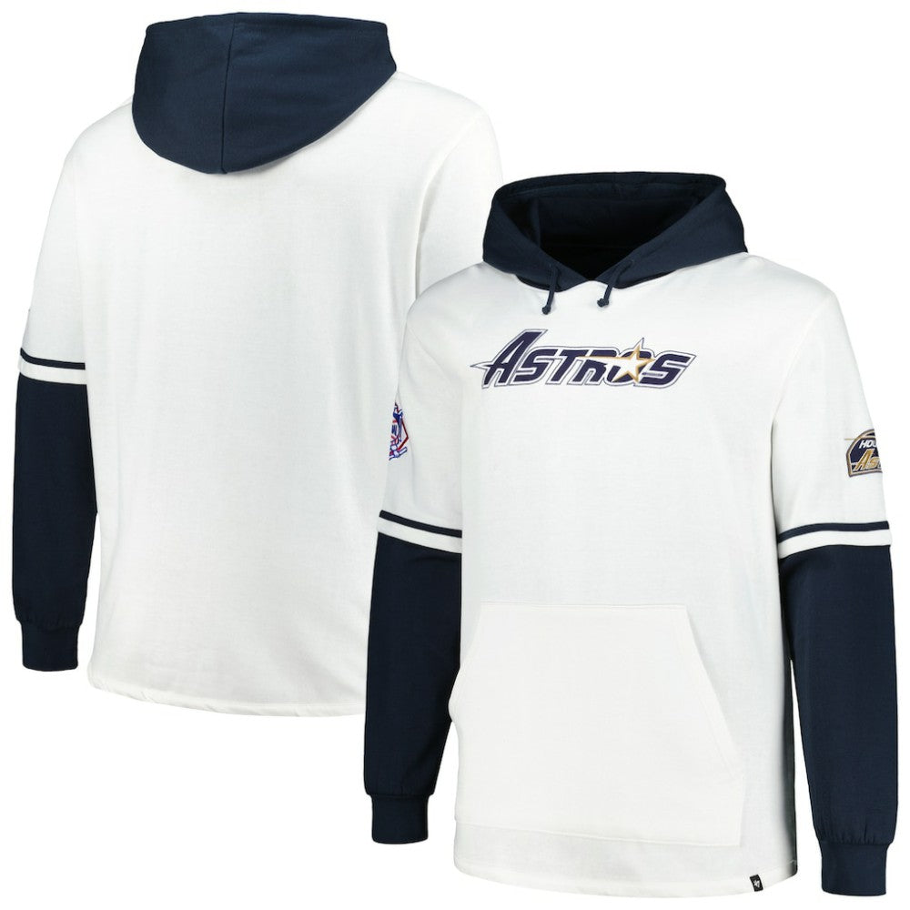Houston Astros Big & Tall Trifecta Shortstop Pullover Hoodie White/Navy | 47 brand