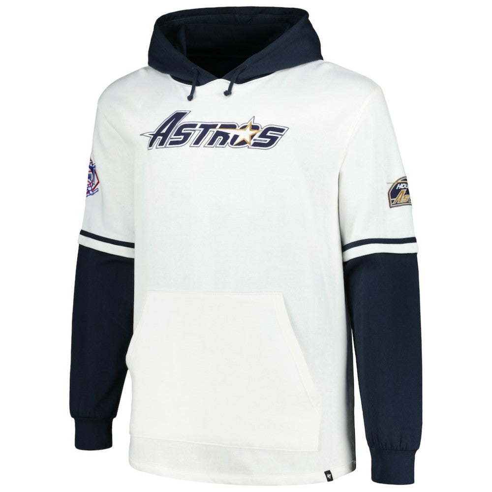Houston Astros Big & Tall Trifecta Shortstop Pullover Hoodie White/Navy | 47 brand