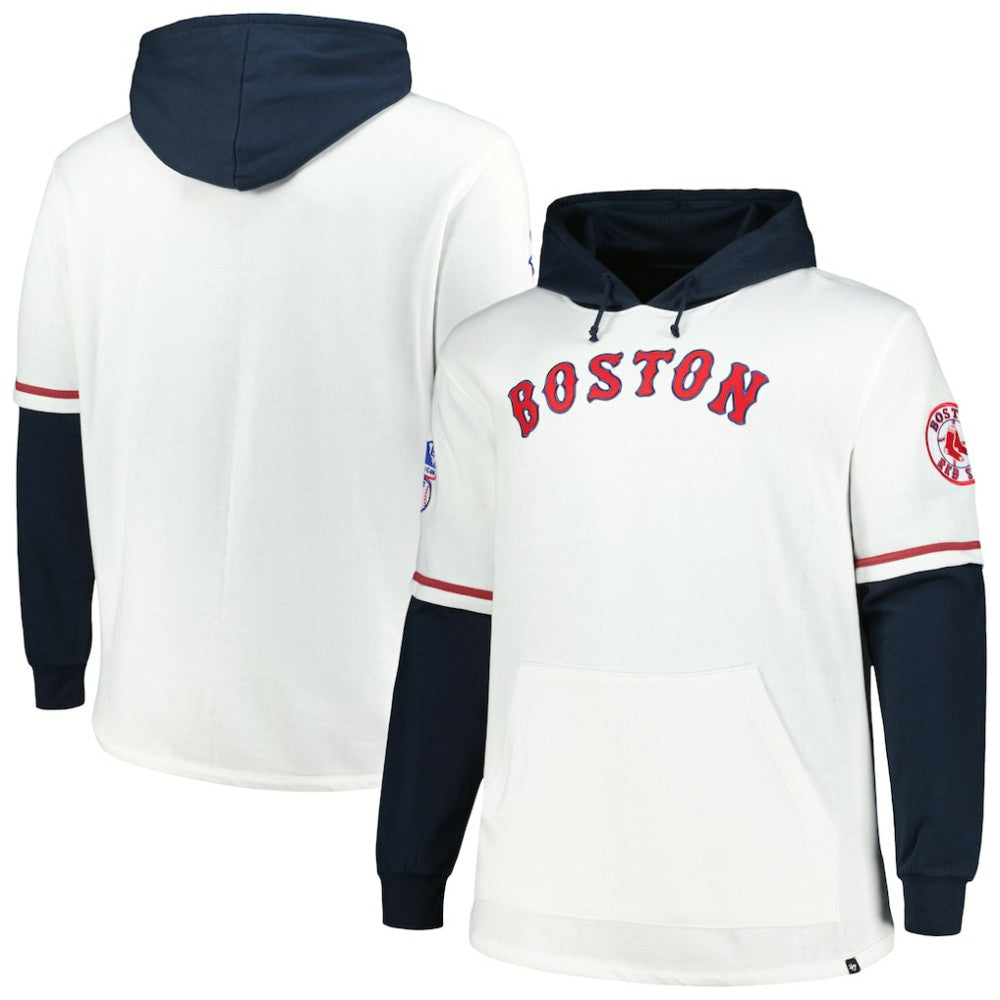 Boston Red Sox Big & Tall Trifecta Shortstop Pullover Hoodie White/Navy | 47 brand