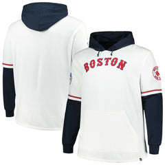 Boston Red Sox Big & Tall Trifecta Shortstop Pullover Hoodie White/Navy | 47 brand