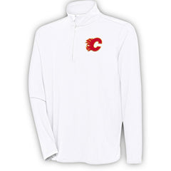 Calgary Flames Antigua Hunk Quarter-Zip Pullover Top White