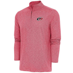 Carolina Hurricanes Antigua Hunk Quarter-Zip Pullover Top Heather Red