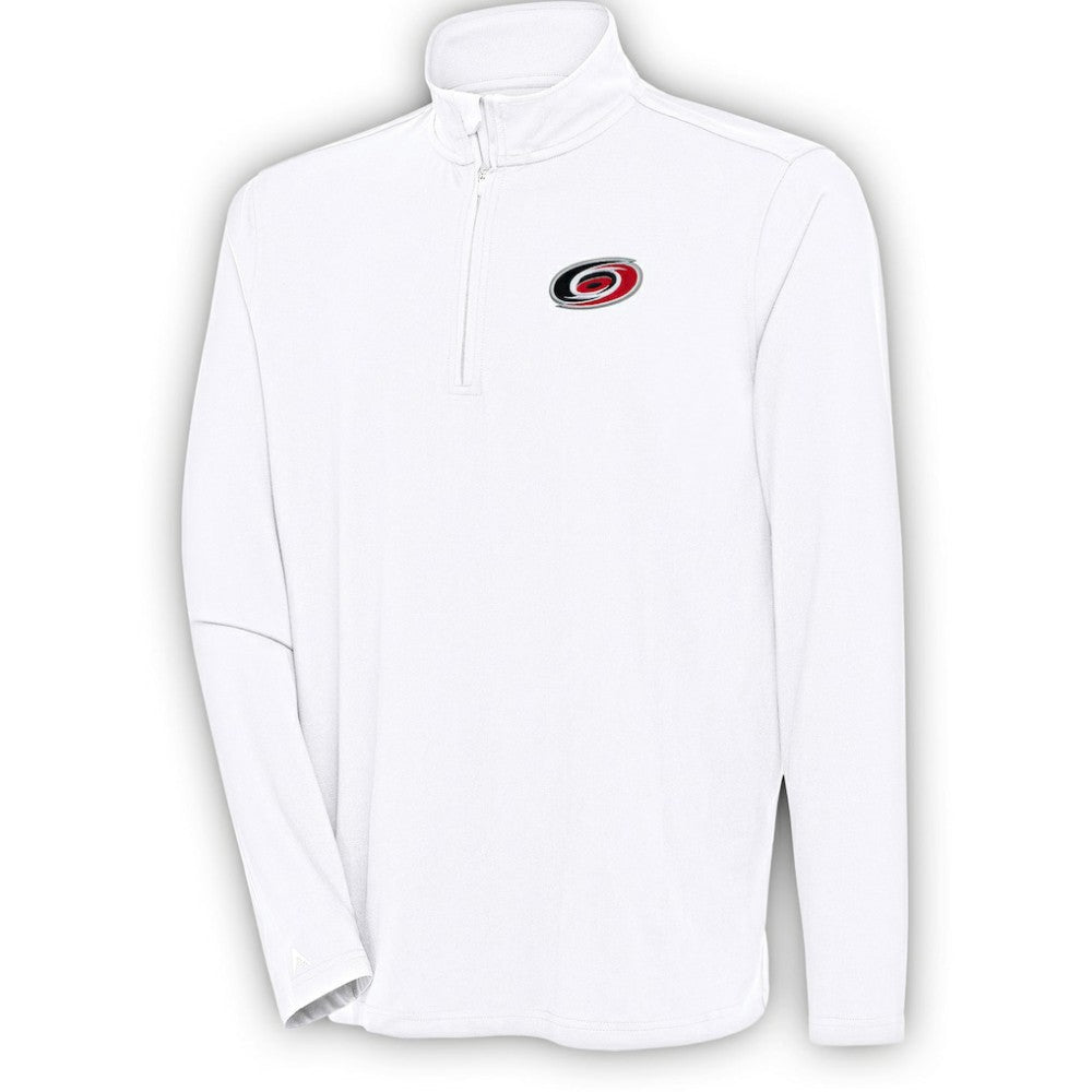 Carolina Hurricanes Antigua Hunk Quarter-Zip Pullover Top White