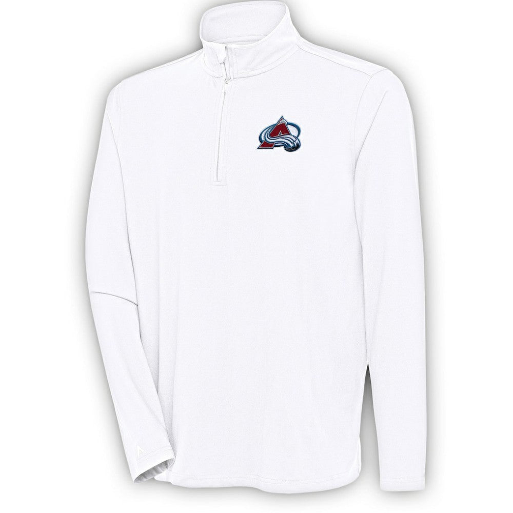 Colorado Avalanche Antigua Hunk Quarter-Zip Pullover Top White