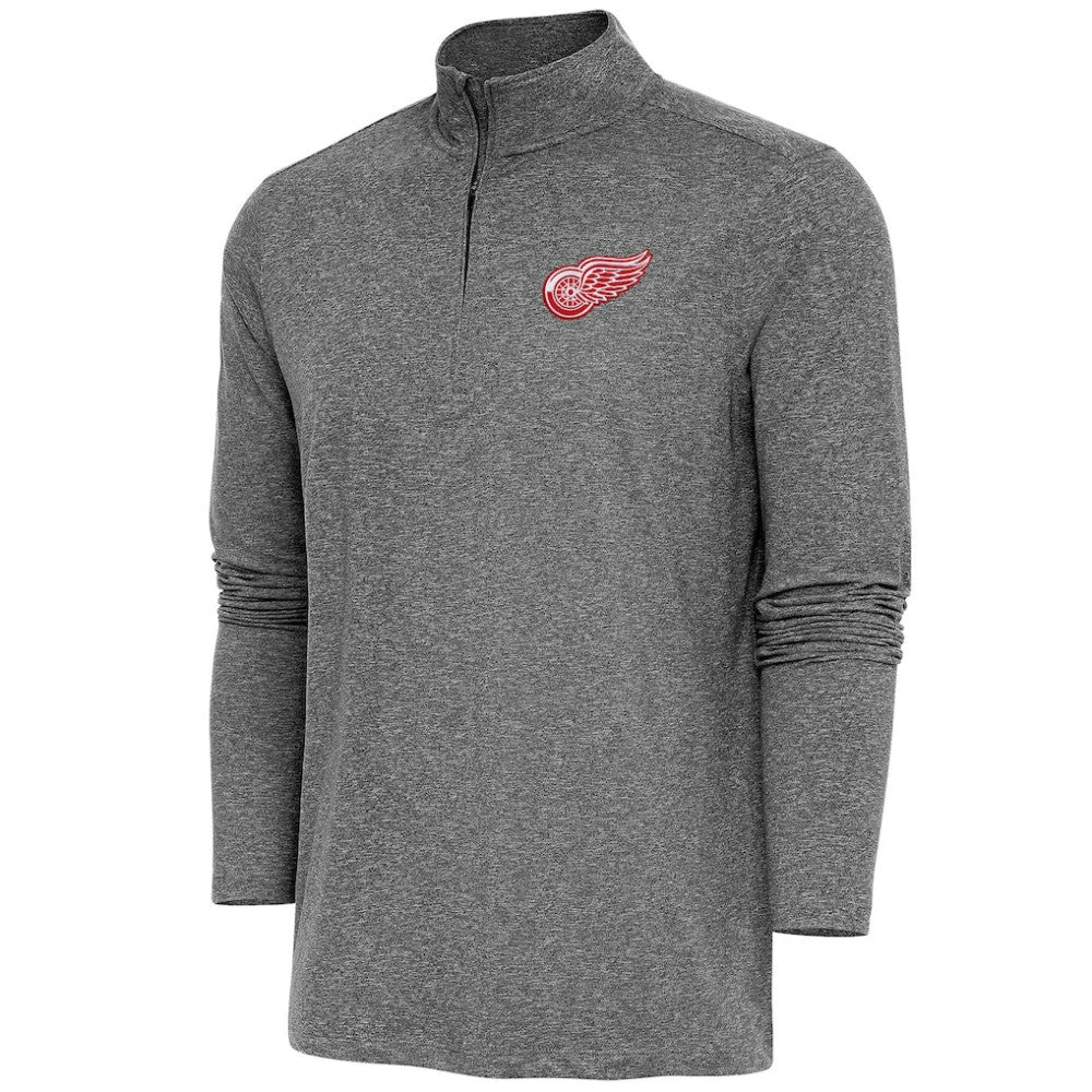 Detroit Red Wings Antigua Hunk Quarter-Zip Pullover Top Heather Black