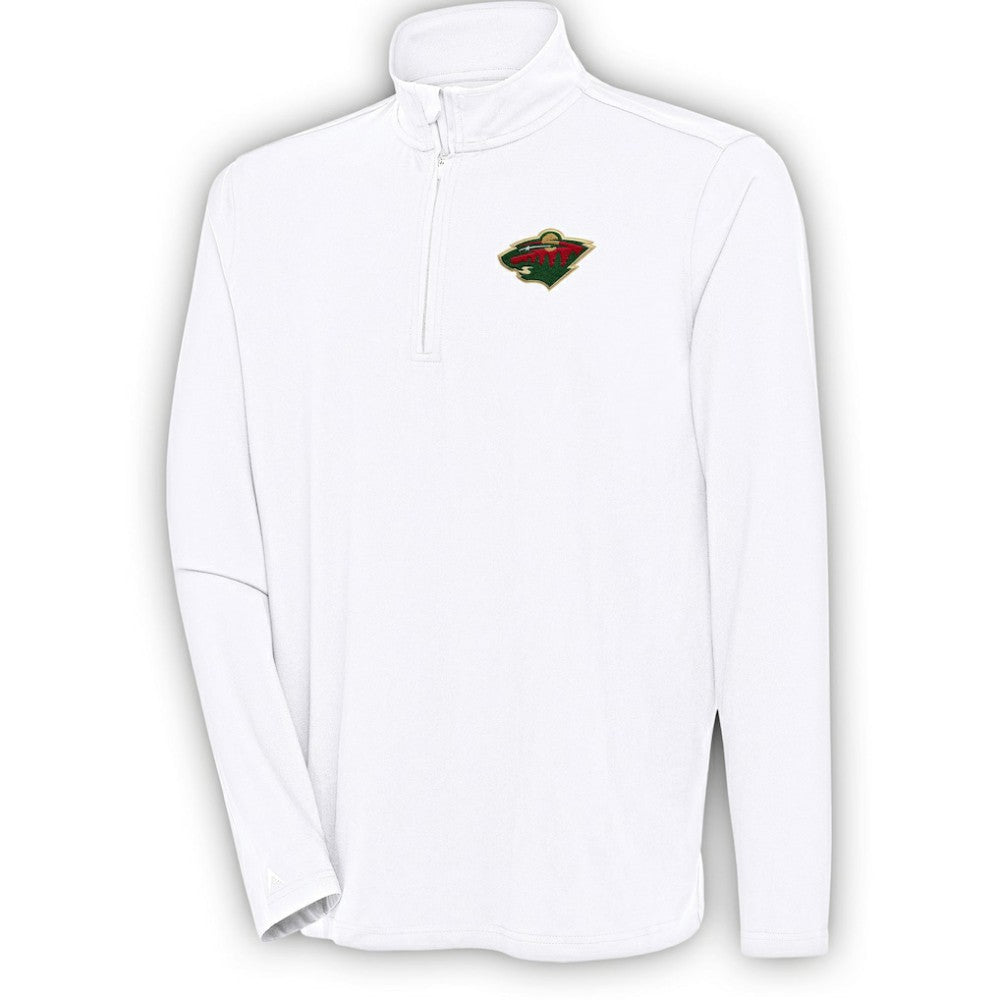Minnesota Wild Antigua Hunk Quarter-Zip Pullover Top White