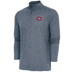Montreal Canadiens Antigua Hunk Quarter-Zip Pullover Top Heather Navy