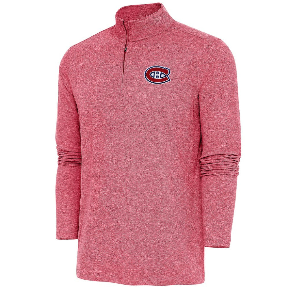 Montreal Canadiens Antigua Hunk Quarter-Zip Pullover Top Heather Red
