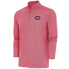 Montreal Canadiens Antigua Hunk Quarter-Zip Pullover Top Heather Red