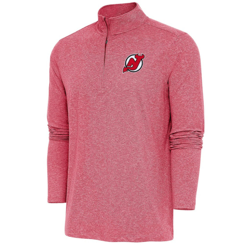 New Jersey Devils Antigua Hunk Quarter-Zip Pullover Top Heather Red