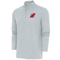 New Jersey Devils Antigua Hunk Quarter-Zip Pullover Top Heather Gray