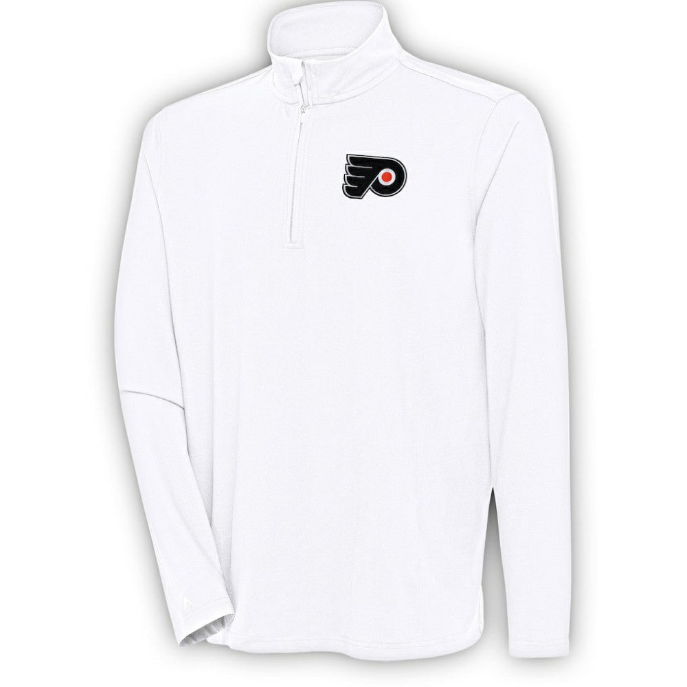 Philadelphia Flyers Antigua Hunk Quarter-Zip Pullover Top White
