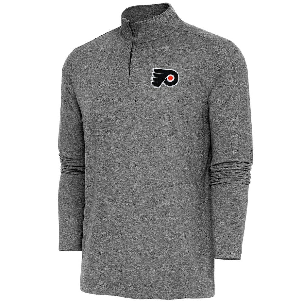 Philadelphia Flyers Antigua Hunk Quarter-Zip Pullover Top Heather Black