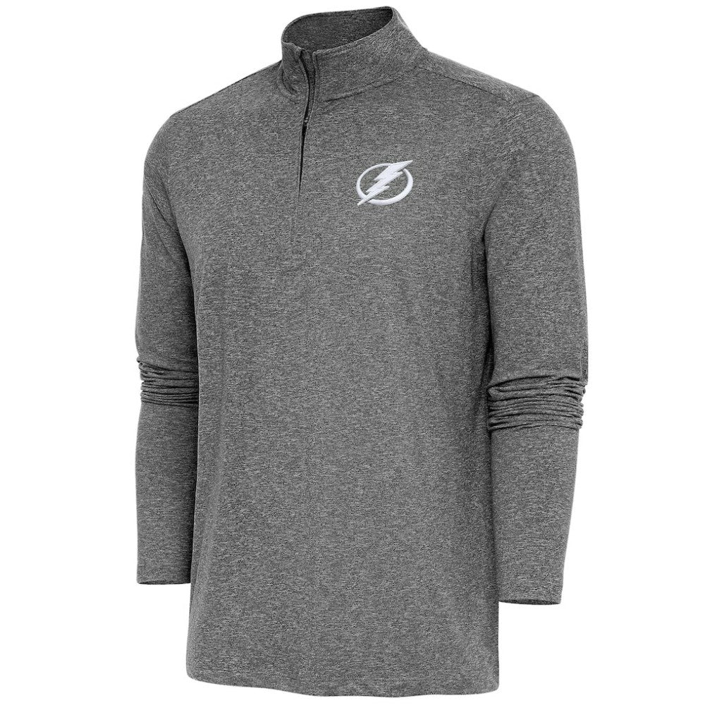 Tampa Bay Lightning Antigua Hunk Quarter-Zip Pullover Top Heather Black