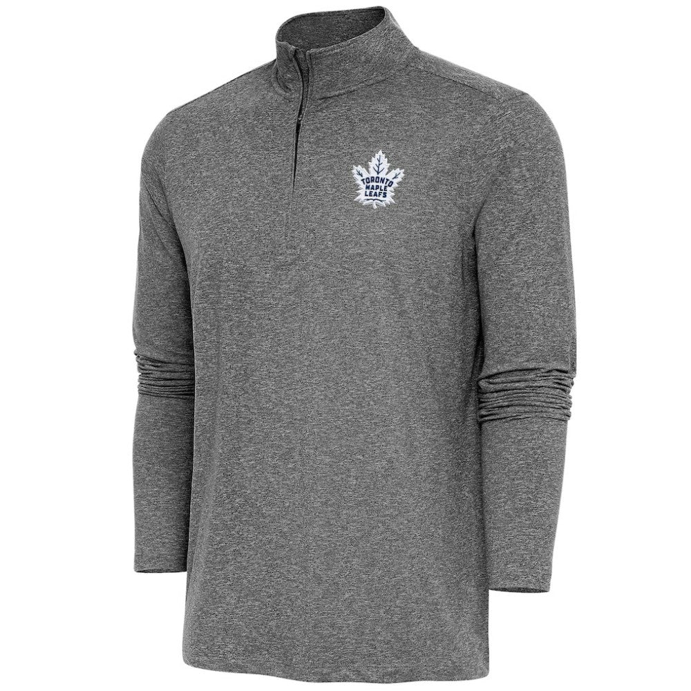 Toronto Maple Leafs Antigua Hunk Quarter-Zip Pullover Top Heather Black