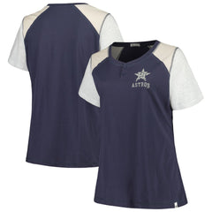 Houston Astros Women's Plus Size Henley T-Shirt Navy/Gray | 47 brand