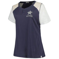 Houston Astros Women's Plus Size Henley T-Shirt Navy/Gray | 47 brand