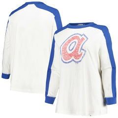 Atlanta Braves Women's Plus Size Caribou Raglan Long Sleeve T-Shirt White | 47 brand
