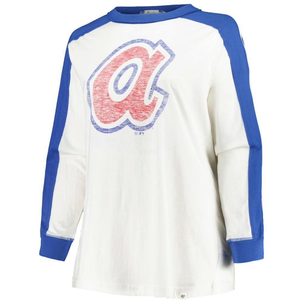 Atlanta Braves Women's Plus Size Caribou Raglan Long Sleeve T-Shirt White | 47 brand