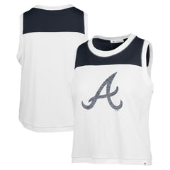 Atlanta Braves Women's Plus Size Waist Length Muscle Tank Top White/Navy | 47 brand