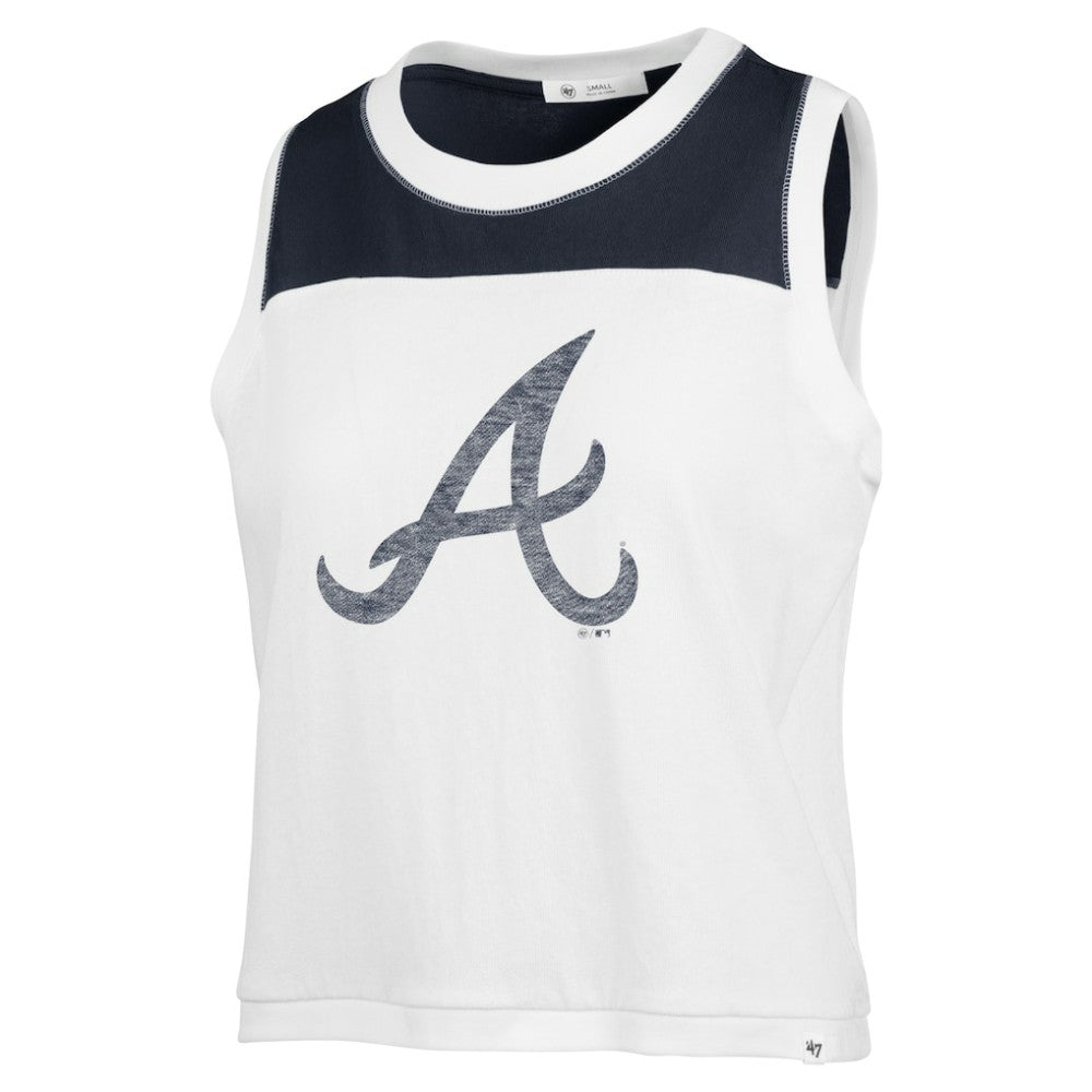 Atlanta Braves Women's Plus Size Waist Length Muscle Tank Top White/Navy | 47 brand