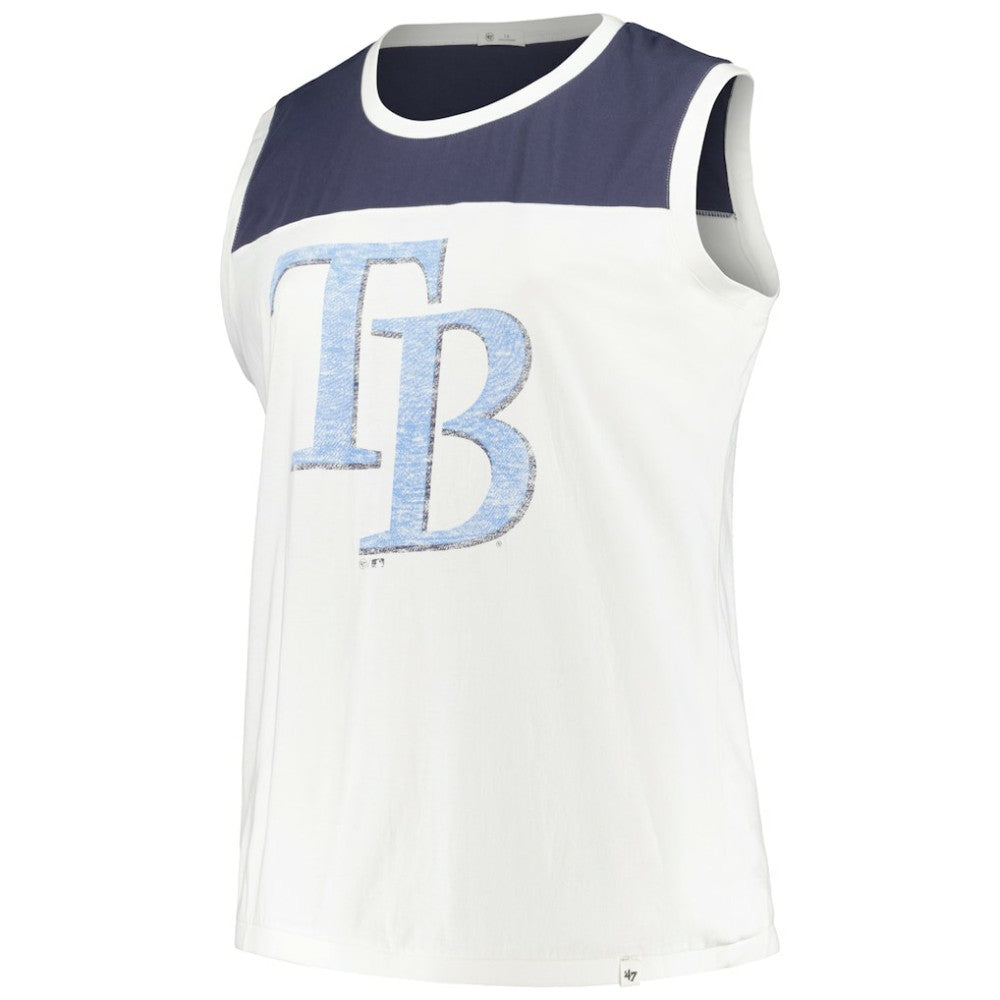 Tampa Bay Rays Women's Plus Size Waist Length Muscle Tank Top White/Navy | 47 brand