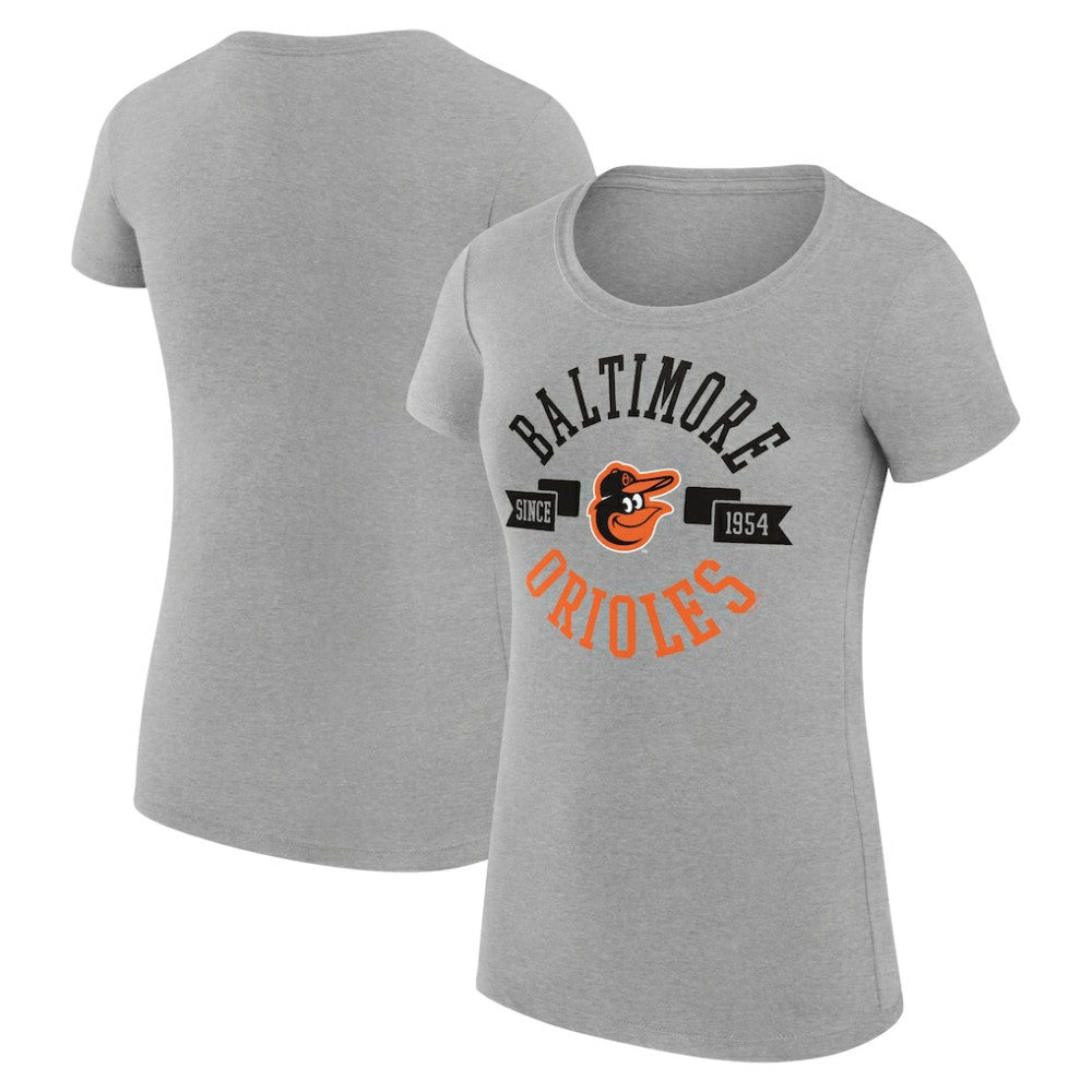 Baltimore Orioles G-III 4Her by Carl Banks Women's Super-Slim Fit Lightweight City Graphic T-Shirt Heather Gray