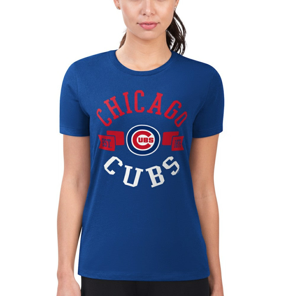Chicago Cubs G-III 4Her by Carl Banks Women's Super-Slim Fit Lightweight City Graphic T-Shirt Royal
