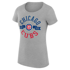 Chicago Cubs G-III 4Her by Carl Banks Women's Super-Slim Fit Lightweight City Graphic T-Shirt Heather Gray