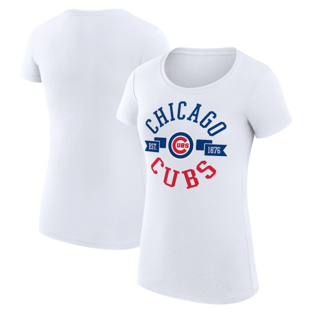 Chicago Cubs G-III 4Her by Carl Banks Women's Super-Slim Fit Lightweight City Graphic T-Shirt White
