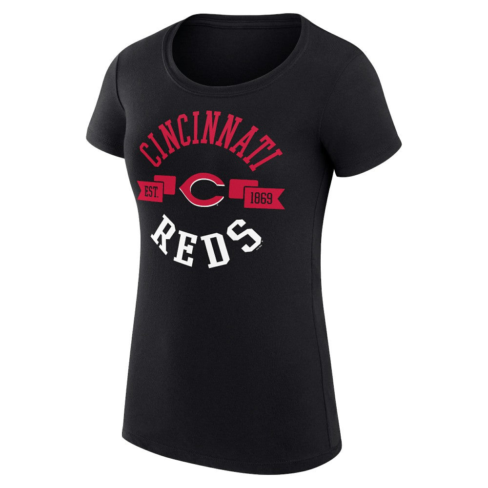 Cincinnati Reds G-III 4Her by Carl Banks Women's Super-Slim Fit Lightweight City Graphic T-Shirt Black