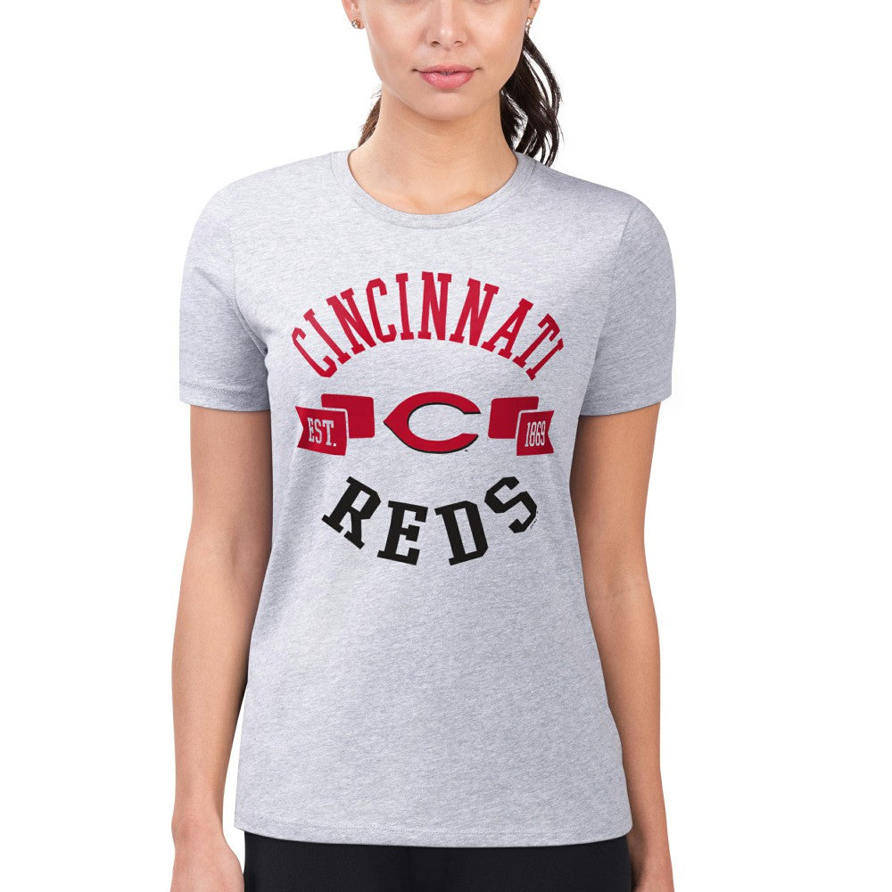 Cincinnati Reds G-III 4Her by Carl Banks Women's Super-Slim Fit Lightweight City Graphic T-Shirt Heather Gray